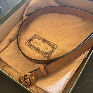 Gucci marmot thin tan belt size 70